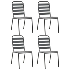 Garden chairs 4 pcs slat design dark gray steel by vidaXL, Garden chairs - Ref: Foro24-310155, Price: 187,93 €, Discount: %