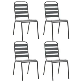 Garden chairs 4 pcs slat design dark gray steel by vidaXL, Garden chairs - Ref: Foro24-310155, Price: 189,82 €, Discount: %