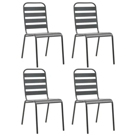 Gartenstühle 4 Stk. Lamellendesign dunkelgrauer Stahl von vidaXL, Gartenstühle - Ref: Foro24-310155, Preis: 189,82 €, Rabatt: %
