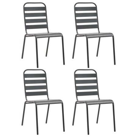Gartenstühle 4 Stk. Lamellendesign dunkelgrauer Stahl von vidaXL, Gartenstühle - Ref: Foro24-310155, Preis: 187,93 €, Rabatt: %