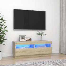 Mueble de TV con luces LED roble Sonoma 100x35x40 cm