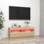 TV cabinet with LED lights Sonoma oak 100x35x40 cm by vidaXL, TV Furniture - Ref: Foro24-804457, Price: 72,79 €, Discount: %