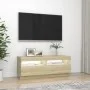 TV cabinet with LED lights Sonoma oak 100x35x40 cm by vidaXL, TV Furniture - Ref: Foro24-804457, Price: 72,79 €, Discount: %