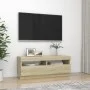 TV cabinet with LED lights Sonoma oak 100x35x40 cm by vidaXL, TV Furniture - Ref: Foro24-804457, Price: 72,79 €, Discount: %