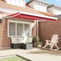 Toldo Retráctil Manual Rojo 300 x 250 cm Tela, Metal