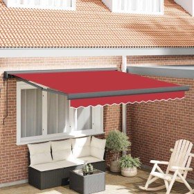 Toldo Retráctil Manual Rojo 300 x 250 cm Tela, Metal Toldo Retráctil Manual Rojo 300 x 250 cm Tela, Metal