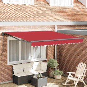 Toldo Retráctil Manual Rojo 300x250 cm tela Toldo Retráctil Manual Rojo 300x250 cm tela
