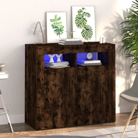 Sideboard with LED lights smoked oak 80x35x75 cm by vidaXL, Sideboards - Ref: Foro24-815729, Price: 59,45 €, Discount: %