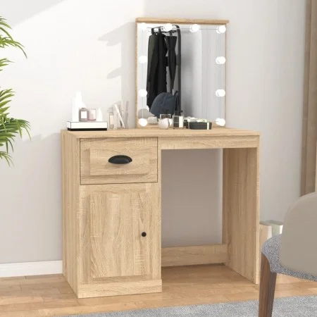 Schminktisch mit LED Sonoma-Eichensperrholz 90x50x132,5cm von vidaXL, Schlafzimmerkommoden - Ref: Foro24-816771, Preis: 104,8...