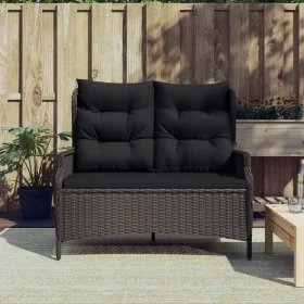 2-seater garden bench with black synthetic rattan cushions by vidaXL, garden benches - Ref: Foro24-362681, Price: 186,73 €, D...