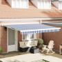 Toldo Retráctil Azul y 350 x 250 cm Tela y Metal