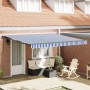 Toldo Retráctil Azul y 350 x 250 cm Tela y Metal