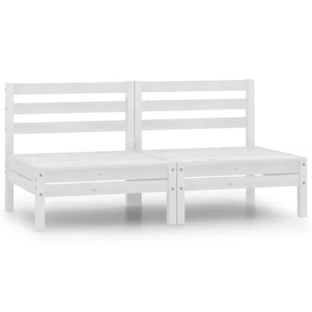 Zentrale Gartensofas, 2 Einheiten, weißes, massives Kiefernholz von vidaXL, Gartensets - Ref: Foro24-806588, Preis: 98,43 €, ...