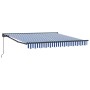 Toldo Retráctil Manual Azul y Blanco 350x250 cm tela