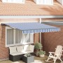 Toldo Retráctil Manual Azul y 350x250 cm tela