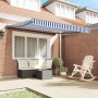 Toldo Retráctil Manual Azul y 350x250 cm tela