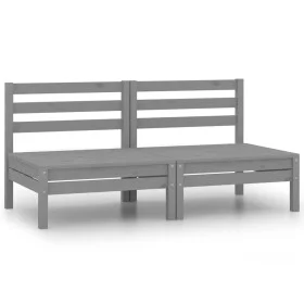 Central garden sofas 2 units gray solid pine wood by vidaXL, Garden sets - Ref: Foro24-806589, Price: 108,79 €, Discount: %