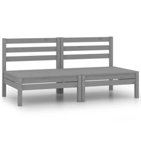 Sofás central de jardín 2 unidades gris madera maciza de pino de vidaXL, Conjuntos de jardín - Ref: Foro24-806589, Precio: 11...
