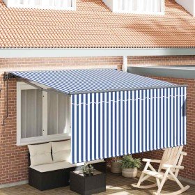 Toldo Retráctil Manual Azul y antracita 350 x 250 cm Toldo Retráctil Manual Azul y antracita 350 x 250 cm