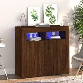 Sideboard with smoked oak LED lights 80x35x75 cm by vidaXL, Sideboards - Ref: Foro24-815731, Price: 60,46 €, Discount: %