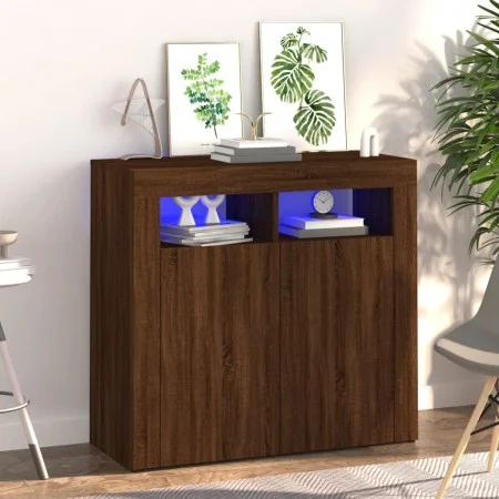 Sideboard with smoked oak LED lights 80x35x75 cm by vidaXL, Sideboards - Ref: Foro24-815731, Price: 60,46 €, Discount: %