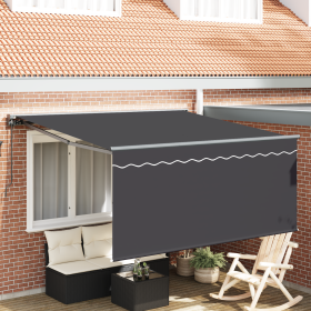 Toldo Retráctil Manual Gris y antracita 350 x 250 cm Toldo Retráctil Manual Gris y antracita 350 x 250 cm