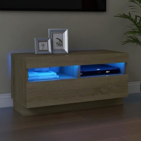 Mueble de TV con luces LED roble Sonoma 80x35x40 cm de vidaXL, Muebles TV - Ref: Foro24-804448, Precio: 71,04 €, Descuento: %