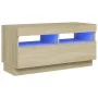 Mueble de TV con luces LED roble Sonoma 80x35x40 cm de vidaXL, Muebles TV - Ref: Foro24-804448, Precio: 69,05 €, Descuento: %