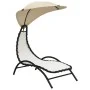 Sun lounger with steel frame and cream-colored fabric canopy 167x80x195 cm by vidaXL, Loungers - Ref: Foro24-362705, Price: 8...