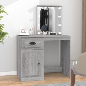 Dressing table with LED Sonoma gray plywood 90x50x132.5cm by vidaXL, Bedroom Dressers - Ref: Foro24-816774, Price: 103,88 €, ...