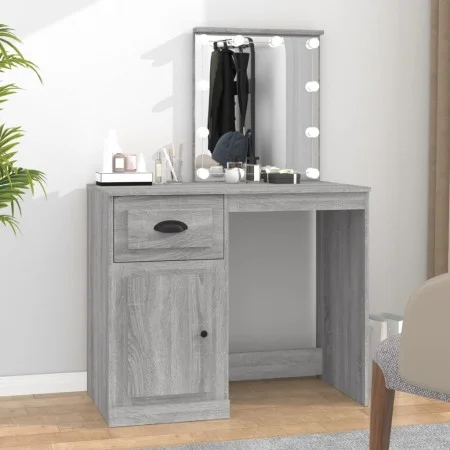 Dressing table with LED Sonoma gray plywood 90x50x132.5cm by vidaXL, Bedroom Dressers - Ref: Foro24-816774, Price: 102,62 €, ...