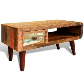 Coffee table with curved edge 1 drawer recycled wood by vidaXL, Coffee table - Ref: Foro24-241008, Price: 230,09 €, Discount: %