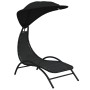Tumbona con toldo acero y tela color negro 167x80x195 cm de vidaXL, Tumbonas - Ref: Foro24-362706, Precio: 100,03 €, Descuent...