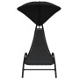 Tumbona con toldo acero y tela color negro 167x80x195 cm de vidaXL, Tumbonas - Ref: Foro24-362706, Precio: 100,03 €, Descuent...