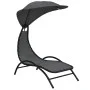Sun lounger with steel frame and dark gray fabric canopy 167x80x195 cm by vidaXL, Loungers - Ref: Foro24-362707, Price: 88,44...