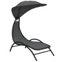Tumbona con toldo acero y tela gris oscuro 167x80x195 cm de vidaXL, Tumbonas - Ref: Foro24-362707, Precio: 84,75 €, Descuento: %