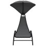 Tumbona con toldo acero y tela gris oscuro 167x80x195 cm de vidaXL, Tumbonas - Ref: Foro24-362707, Precio: 84,75 €, Descuento: %