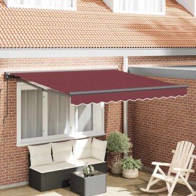 Toldo Retráctil Manual Rojo burdeos 350x250 cm tela Toldo Retráctil Manual Rojo burdeos 350x250 cm tela