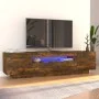 TV-Schrank mit LED-Leuchten, Farbe Eiche geräuchert, 160 x 35 x 40 cm von vidaXL, TV-Möbel - Ref: Foro24-815726, Preis: 119,3...