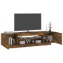 Mueble de TV con luces LED color roble ahumado 160x35x40 cm de vidaXL, Muebles TV - Ref: Foro24-815726, Precio: 127,24 €, Des...