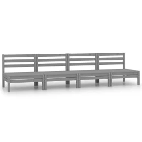 Central garden sofa 4 units gray solid pine wood by vidaXL, Garden sets - Ref: Foro24-806594, Price: 199,64 €, Discount: %