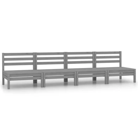Zentrales Gartensofa, 4 Einheiten, graues massives Kiefernholz von vidaXL, Gartensets - Ref: Foro24-806594, Preis: 199,80 €, ...