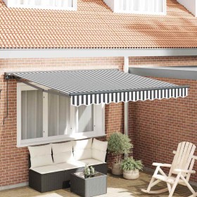 Toldo Retráctil Manual Antracita y Blanco 350x250 cm tela