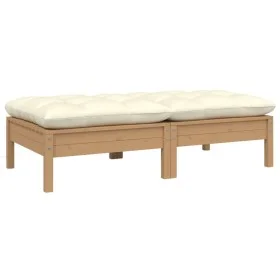 2-seater solid pine wood garden sofa with cream cushions by vidaXL, Modular outdoor sofas - Ref: Foro24-806661, Price: 101,62...