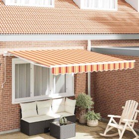 Toldo Rayado amarillo y naranja 3,5 x 2,5 m Poliester y metal Toldo Rayado amarillo y naranja 3,5 x 2,5 m Poliester y metal