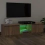 Mueble de TV con luces LED marrón roble 120x30x35,5 cm de vidaXL, Muebles TV - Ref: Foro24-815710, Precio: 74,15 €, Descuento: %