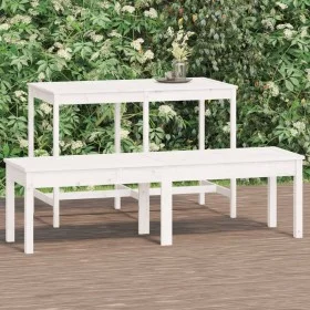 Garden bench 2-seater made of solid white pine wood 159.5x44x45 cm by vidaXL, garden benches - Ref: Foro24-824012, Price: 97,...