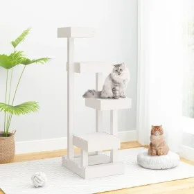Solid white pine wood cat tree 45.5x49x103 cm by vidaXL, Cat furniture - Ref: Foro24-824649, Price: 67,40 €, Discount: %