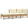 Gartenmöbel 3-teilig Massivholz Kiefer mit cremefarbenen Kissen von vidaXL, Modulare Sofas für den Außenbereich - Ref: Foro24...