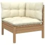 Gartenmöbel 3-teilig Massivholz Kiefer mit cremefarbenen Kissen von vidaXL, Modulare Sofas für den Außenbereich - Ref: Foro24...